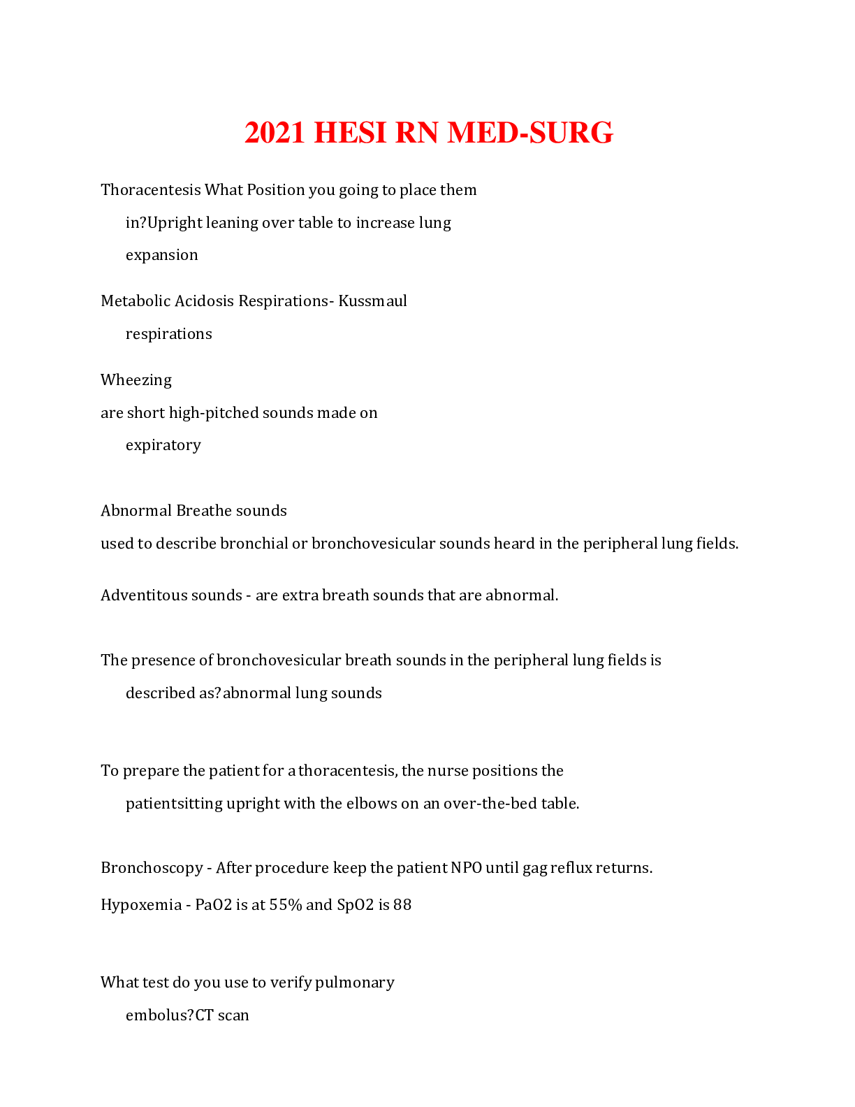 Preview image for HESI RN MED-SURG 2021/2022